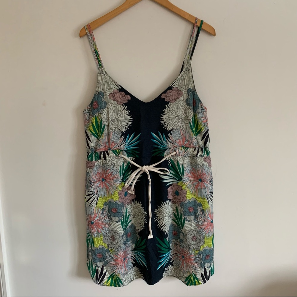 Corey Lynn Calter Anthropologie Floral Botanical Print Tank Sun Dress, Blue, M